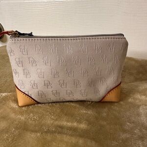 Dooney & Bourke Monogrammed Canvas Cosmetic Pouch, Pale Purple W/Zip Top NWT